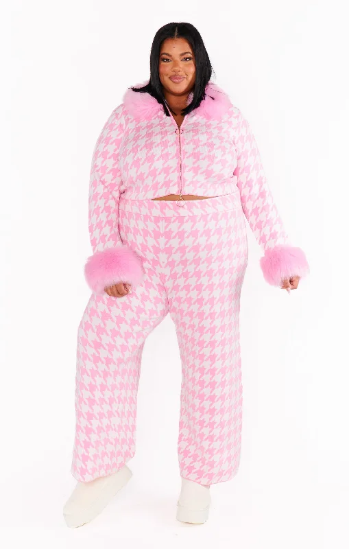 Zermatt Sweater Pant ~ Pink Houndstooth Knit